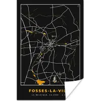PosterMonkey Poster Stadskaart - Fosses-La-Ville - Plattegrond - Goud - Kaart - 20x30 cm