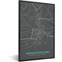 PosterMonkey Fotolijst incl. Poster - België – Hoogstraten – Stadskaart – Kaart – Blauw – Plattegrond - 60x90 cm - Posterlijst