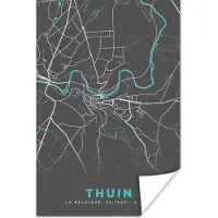 PosterMonkey Poster Stadskaart – Grijs - Kaart – Thuin – België – Plattegrond - 20x30 cm