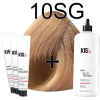 Kis KeraCream Color - 100ml - Haarverf Set - 10SG Super goudblond | - (3 x haarverf & 1L waterstofperoxide)