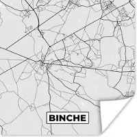 PosterMonkey Poster Zwart Wit – België – Plattegrond – Stadskaart – Kaart – Binche - 30x30 cm
