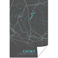PosterMonkey Poster Plattegrond – Chiny – Blauw – Stadskaart - Kaart - België - 20x30 cm