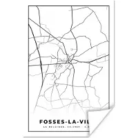 PosterMonkey Poster Plattegrond – Fosses la Ville – Zwart Wit – Stadskaart - Kaart - België - 120x180 cm XXL