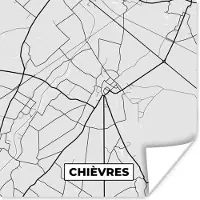 PosterMonkey Poster Plattegrond – Chièvres – Zwart Wit – Stadskaart - Kaart - 30x30 cm
