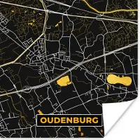 PosterMonkey Poster Oudenburg - Goud - Kaart - Stadskaart - Plattegrond - 50x50 cm