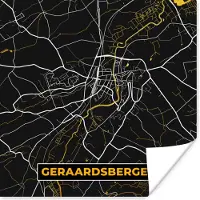 PosterMonkey Poster Goud - Stadskaart - Geraardsbergen - Plattegrond - Kaart - 75x75 cm