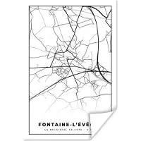 PosterMonkey Poster België – Fontaine l'Évêque – Stadskaart – Kaart – Zwart Wit – Plattegrond - 40x60 cm