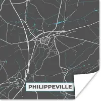 PosterMonkey Poster Kaart – Plattegrond – Stadskaart – Philippeville – België - Grijs - 30x30 cm