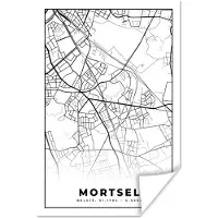 PosterMonkey Poster Zwart Wit – België – Plattegrond – Stadskaart – Kaart – Mortsel - 80x120 cm