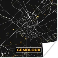 PosterMonkey Poster Gembloux - Stadskaart - Goud - Kaart - Plattegrond - 50x50 cm