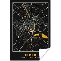 PosterMonkey Poster Ieper - Plattegrond - Kaart - Stadskaart - Goud - 40x60 cm