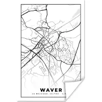 PosterMonkey Poster Plattegrond – Waver – Zwart Wit – Stadskaart - Kaart - België - 120x180 cm XXL