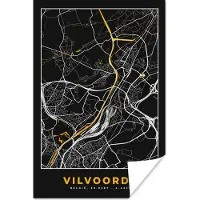 PosterMonkey Poster Stadskaart - Vilvoorde - Plattegrond - Kaart - Goud - 20x30 cm