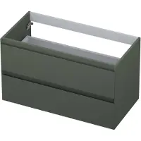 Ink Onderkast 90x45cm - Greeploos - 2 Lades - Mat Beton Groen - Badkamermeubels, Wastafelonderkasten - 8718835076146