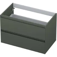 Ink Onderkast 80x45cm - Greeploos - 2 Lades - Mat Beton Groen - Badkamermeubels, Wastafelonderkasten - 8718835076139