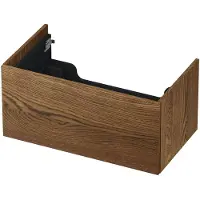 Ink Onderkast 80x45cm - Push To Open - 1 Lade - Massief Eiken Chocolate - Badkamermeubels, Wastafelonderkasten - 8718835093709