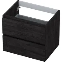 Ink Onderkast 60x45cm - Greeploos - 2 Lades - Houtskool Eiken - Badkamermeubels, Wastafelonderkasten - 8718835043261