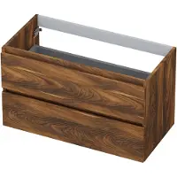 Ink Onderkast 90x45cm - Greeploos - 2 Lades - Noten - Badkamermeubels, Wastafelonderkasten - 8718835043377