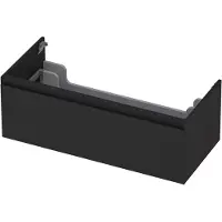 Ink Onderkast 100x45cm - Greeploos - 1 Lade - Mat Zwart - Badkamermeubels, Wastafelonderkasten - 8718835043049