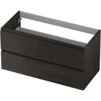 Ink Onderkast 100x45cm - Greeploos - 2 Lades - Intens Eiken - Badkamermeubels, Wastafelonderkasten - 8718835078683