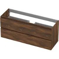 Ink Onderkast 120x40cm - Greeploos - 2 Lades - Noten - Badkamermeubels, Wastafelonderkasten - 8718835043612
