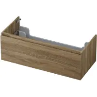 Ink Onderkast 100x45cm - Greeploos - 1 Lade - Zuiver Eiken - Badkamermeubels, Wastafelonderkasten - 8718835078850
