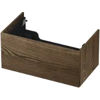 Ink Onderkast 80x45cm - Push To Open - 1 Lade - Massief Eiken Charcoal - Badkamermeubels, Wastafelonderkasten - 8718835093716
