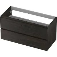 Ink Onderkast 100x40cm - Greeploos - 2 Lades - Intens Eiken - Badkamermeubels, Wastafelonderkasten - 8718835078508