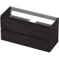 Ink Onderkast 100x40cm - Greeploos - 2 Lades - Houtskool Eiken - Badkamermeubels, Wastafelonderkasten - 8718835043582