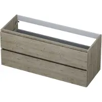 Ink Onderkast 120x45cm - Greeploos - 2 Lades - Greige Eiken - Badkamermeubels, Wastafelonderkasten - 8718835043476
