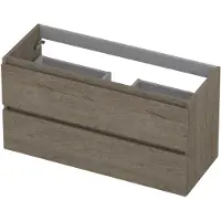 Ink Onderkast 100x40cm - Greeploos - 2 Lades - Greige Eiken - Badkamermeubels, Wastafelonderkasten - 8718835043599