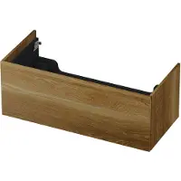 Ink Onderkast 100x45cm - Push To Open - 1 Lade - Massief Eiken Ash Grey - Badkamermeubels, Wastafelonderkasten - 8718835093815