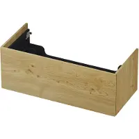 Ink Onderkast 100x45cm - Push To Open - 1 Lade - Fineer Natur - Badkamermeubels, Wastafelonderkasten - 8718835104573