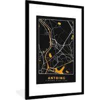 PosterMonkey Fotolijst incl. Poster - Antoing - Goud - Kaart - Plattegrond - Stadskaart - 60x90 cm - Posterlijst