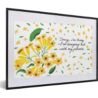 PosterMonkey Fotolijst incl. Poster - Quotes - Sorry I'm busy I'm hanging out with my plants - Spreuken - 60x40 cm - Posterlijst