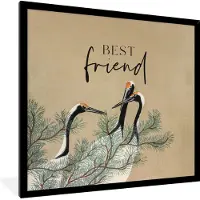 PosterMonkey Fotolijst incl. Poster - Best friend - Quotes - Spreuken - Vrienden - 40x40 cm - Posterlijst