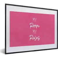 PosterMonkey Fotolijst incl. Poster - Kinderen - Quotes - Tiener - My room my rules - 40x30 cm - Posterlijst