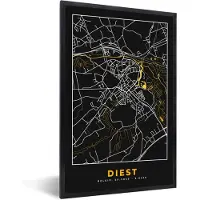 PosterMonkey Fotolijst incl. Poster - Diest - Stadskaart - Goud - Plattegrond - Kaart - 40x60 cm - Posterlijst