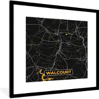 PosterMonkey Fotolijst incl. Poster - Walcourt - Plattegrond - Kaart - Goud - Stadskaart - 40x40 cm - Posterlijst