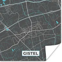 PosterMonkey Poster Stadskaart – Grijs - Kaart – Gistel – België – Plattegrond - 100x100 cm XXL