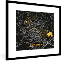 PosterMonkey Fotolijst incl. Poster - Goud - Lokeren - Kaart - Plattegrond - Stadskaart - 40x40 cm - Posterlijst
