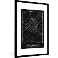 PosterMonkey Fotolijst incl. Poster - Gembloux - Stadskaart - Goud - Kaart - Plattegrond - 60x90 cm - Posterlijst