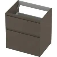 Ink Onderkast 60x45cm - Greeploos - 2 Lades Asymmetrisch - Mat Taupe - Badkamermeubels, Wastafelonderkasten - 8718835127947