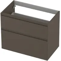Ink Onderkast 80x45cm - Greeploos - 2 Lades Asymmetrisch - Mat Taupe - Badkamermeubels, Wastafelonderkasten - 8718835128081