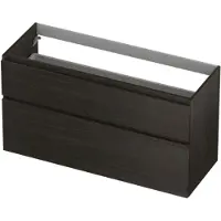 Ink Onderkast 120x45cm - Greeploos - 2 Lades Asymmetrisch - Intens Eiken - Badkamermeubels, Wastafelonderkasten - 8718835128746