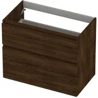 Ink Onderkast 80x45cm - Greeploos - 2 Lades Asymmetrisch - Koper Eiken - Badkamermeubels, Wastafelonderkasten - 8718835128555