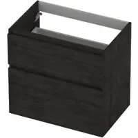 Ink Onderkast 70x45cm - Greeploos - 2 Lades Asymmetrisch - Houtskool Eiken - Badkamermeubels, Wastafelonderkasten - 8718835128456
