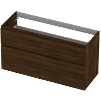 Ink Onderkast 120x45cm - Greeploos - 2 Lades Asymmetrisch - Koper Eiken - Badkamermeubels, Wastafelonderkasten - 8718835128791
