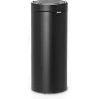 Brabantia Afvalbak Touch Bin - Staal - Mineral Moonlight Black - 29.5x32x72cm - 30l