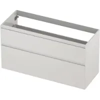 Ink Onderkast 120x45cm - Greeploos - 2 Lades Asymmetrisch - Hoogglans Wit - Badkamermeubels, Wastafelonderkasten - 8718835128272